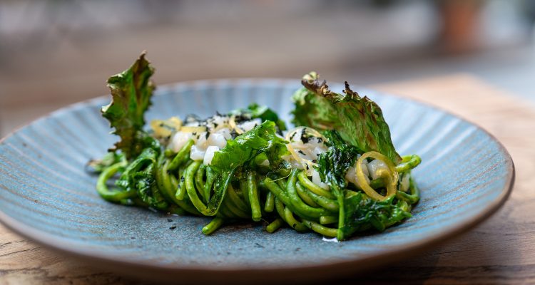 Spaghettini, Cime di Rapa, Capasanta e Cedro Candito carter oblio ristorante roma prati